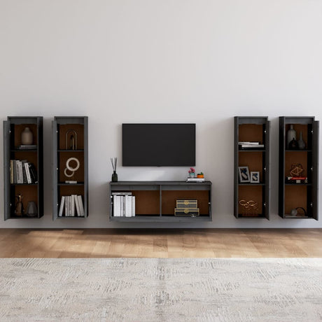 Tv Cabinets 5 Pcs Solid Wood Pine
