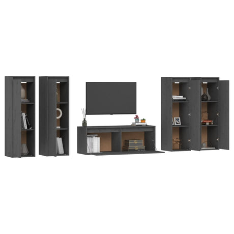Tv Cabinets 5 Pcs Solid Wood Pine