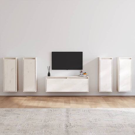 Tv Cabinets 5 Pcs Solid Wood Pine