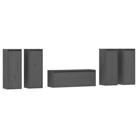 Tv Cabinets 5 Pcs Solid Wood Pine