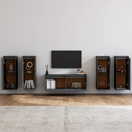 Tv Cabinets 5 Pcs Solid Wood Pine