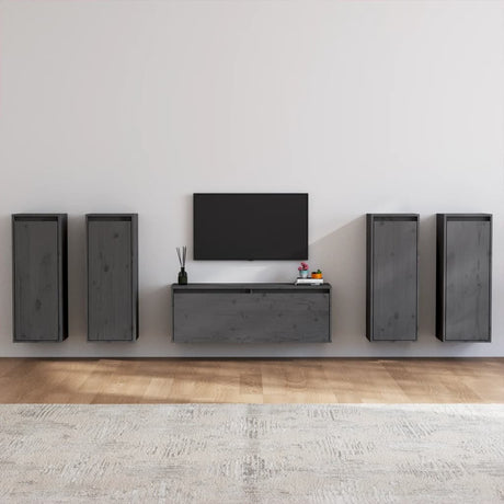 Tv Cabinets 5 Pcs Solid Wood Pine