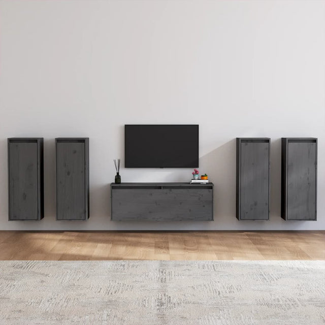 Tv Cabinets 5 Pcs Solid Wood Pine