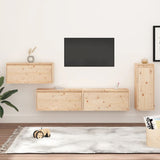 Tv Cabinets 4 Pcs Solid Wood Pine