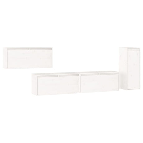 Tv Cabinets 4 Pcs Solid Wood Pine