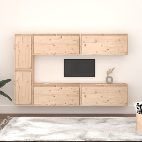 Tv Cabinets 6 Pcs Solid Wood Pine