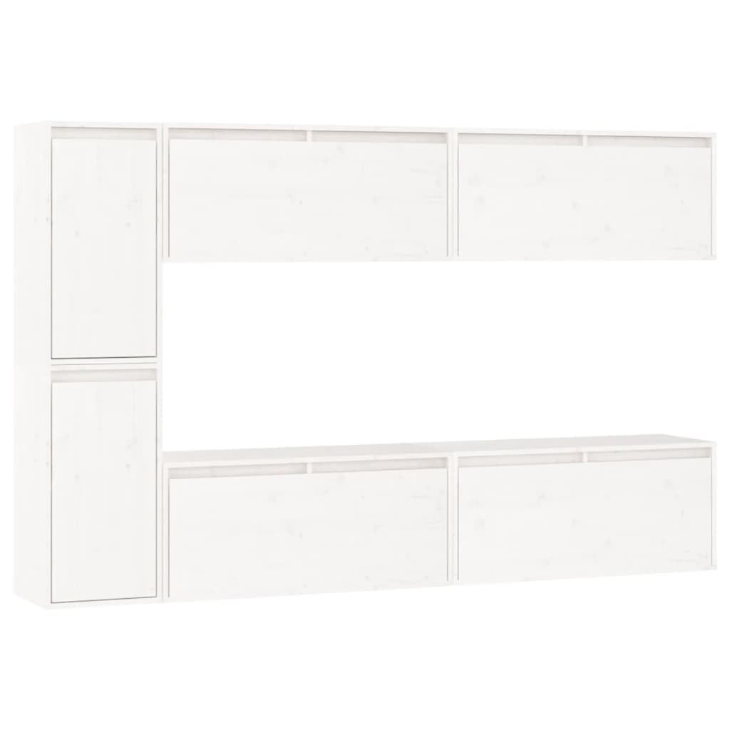 Tv Cabinets 6 Pcs Solid Wood Pine