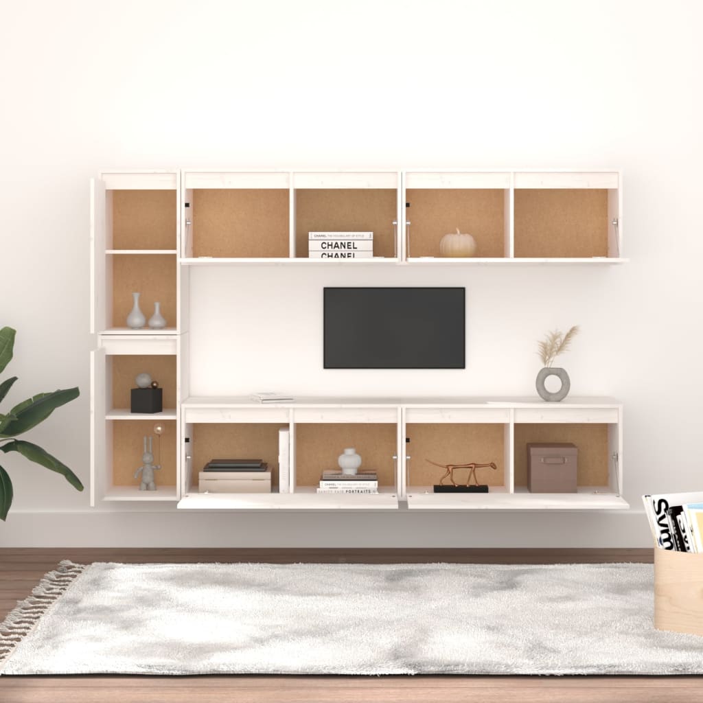 Tv Cabinets 6 Pcs Solid Wood Pine
