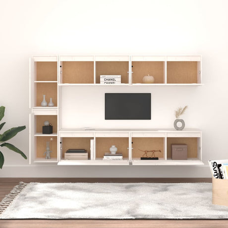 Tv Cabinets 6 Pcs Solid Wood Pine