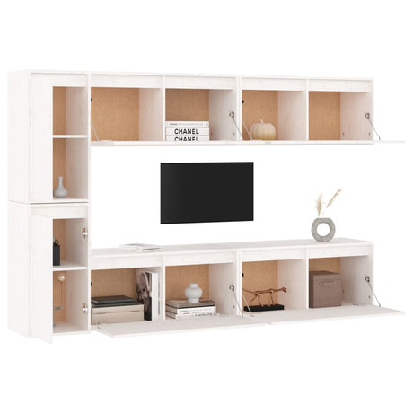 Tv Cabinets 6 Pcs Solid Wood Pine