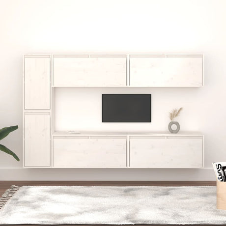 Tv Cabinets 6 Pcs Solid Wood Pine