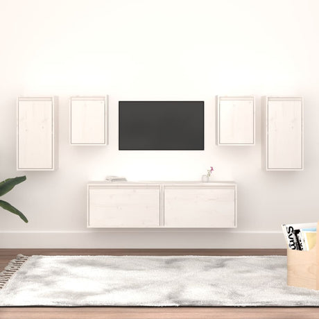 Tv Cabinets 6 Pcs Solid Wood Pine