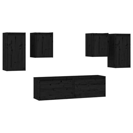 Tv Cabinets 6 Pcs Solid Wood Pine