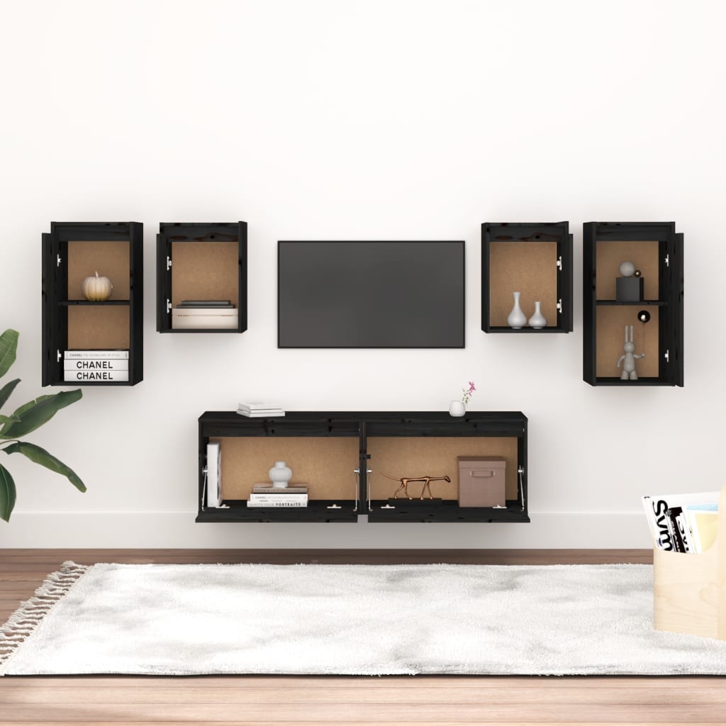 Tv Cabinets 6 Pcs Solid Wood Pine