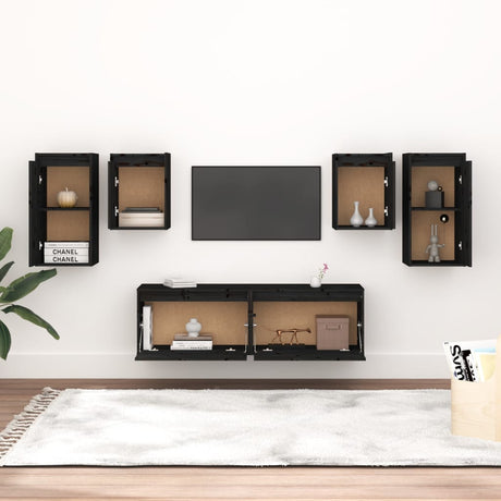 Tv Cabinets 6 Pcs Solid Wood Pine