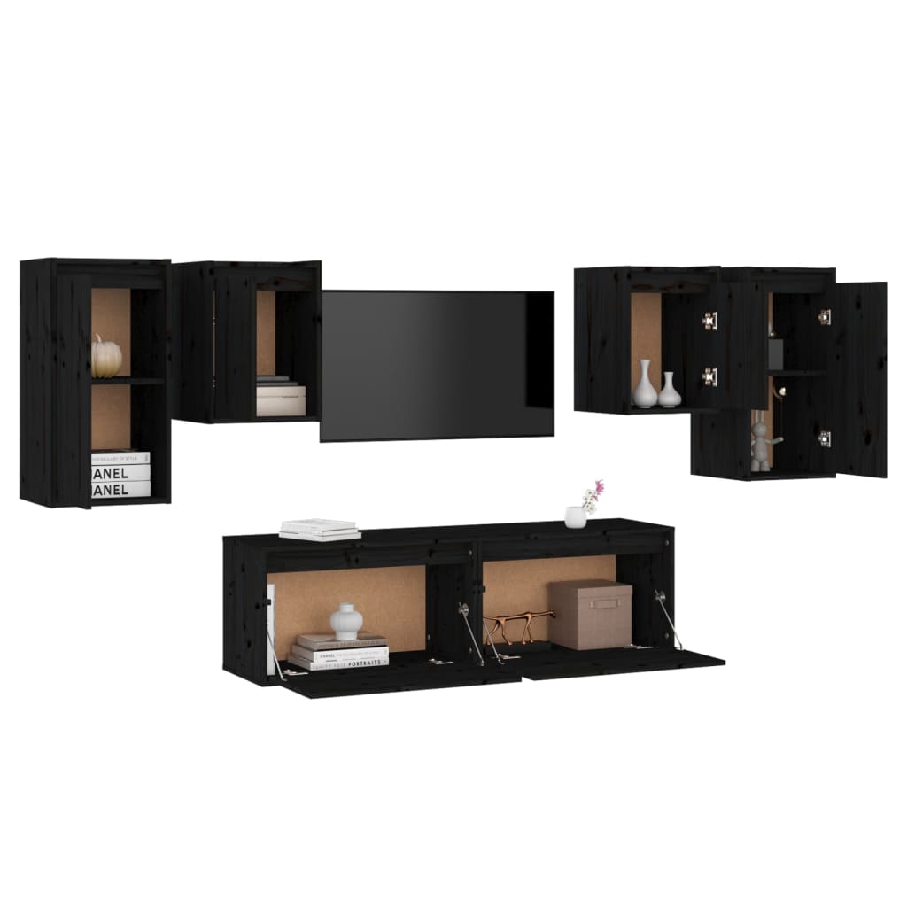 Tv Cabinets 6 Pcs Solid Wood Pine