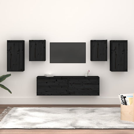 Tv Cabinets 6 Pcs Solid Wood Pine