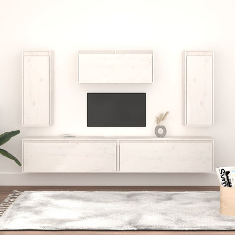 Tv Cabinets 5 Pcs Solid Wood Pine