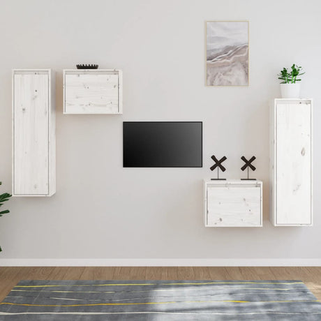 Tv Cabinets 4 Pcs Solid Wood Pine