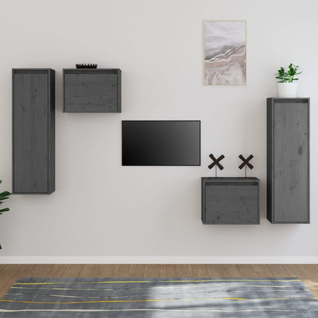 Tv Cabinets 4 Pcs Solid Wood Pine