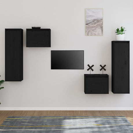 Tv Cabinets 4 Pcs Solid Wood Pine