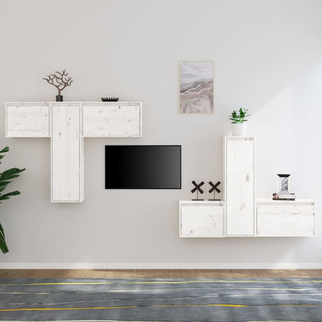 Tv Cabinets 6 Pcs Solid Wood Pine