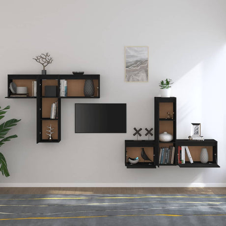Tv Cabinets 6 Pcs Solid Wood Pine