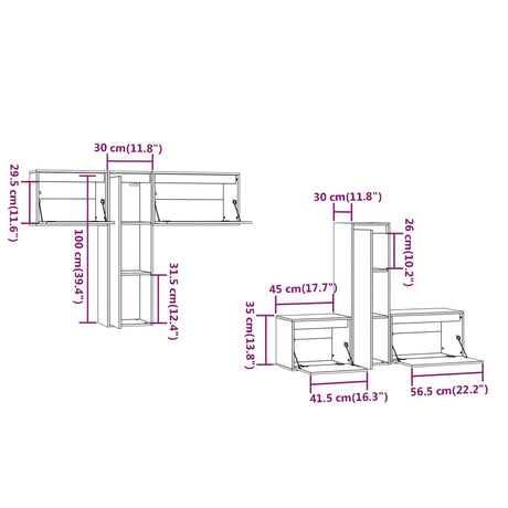 Tv Cabinets 6 Pcs Solid Wood Pine