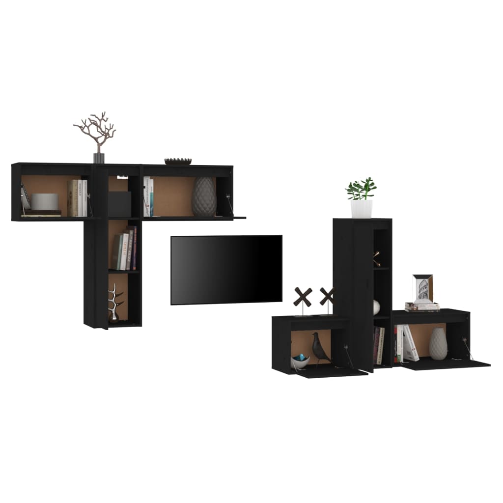 Tv Cabinets 6 Pcs Solid Wood Pine