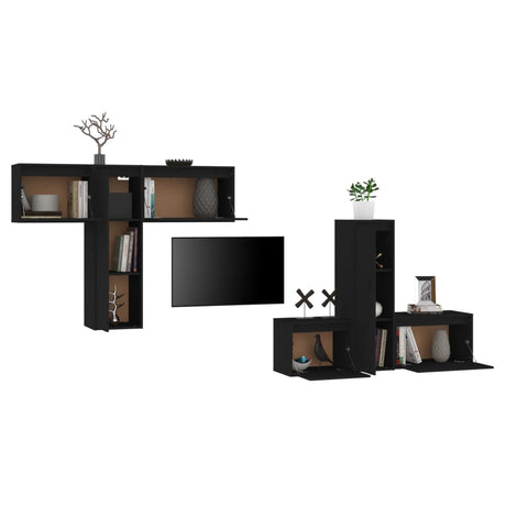 Tv Cabinets 6 Pcs Solid Wood Pine