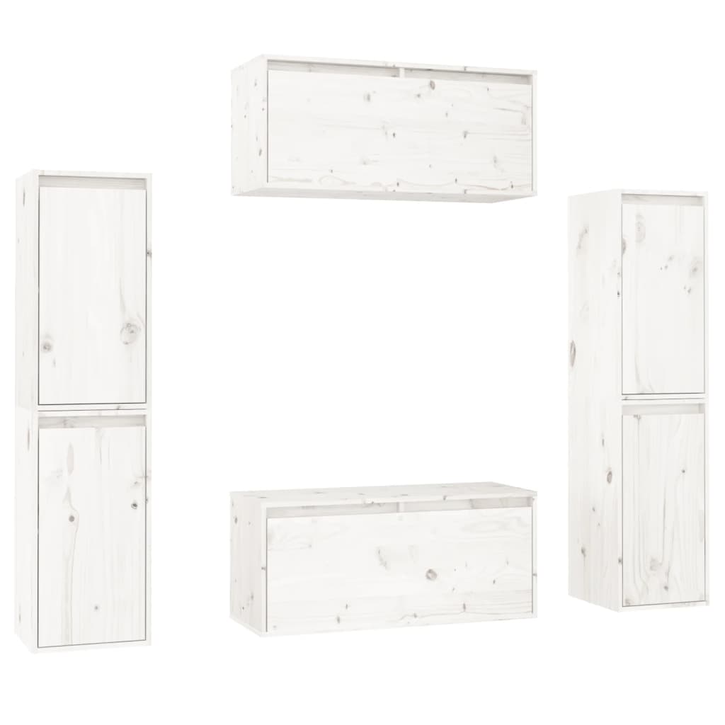 Tv Cabinets 6 Pcs Solid Wood Pine