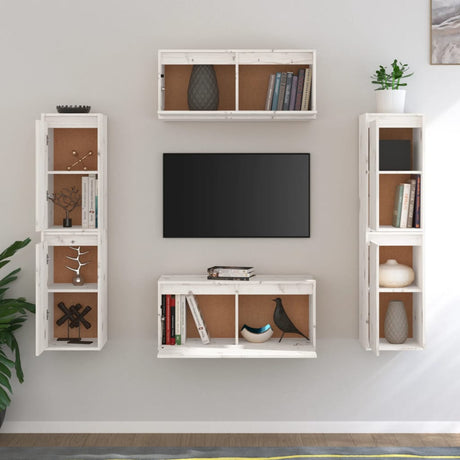 Tv Cabinets 6 Pcs Solid Wood Pine