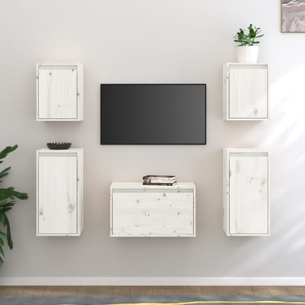 Tv Cabinets 5 Pcs Solid Wood Pine