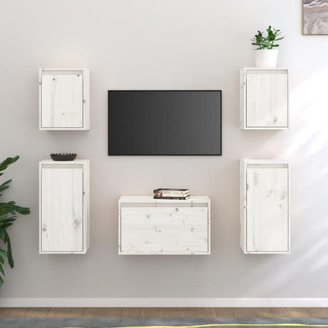 Tv Cabinets 5 Pcs Solid Wood Pine