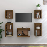 Tv Cabinets 5 Pcs Solid Wood Pine