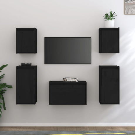 Tv Cabinets 5 Pcs Solid Wood Pine