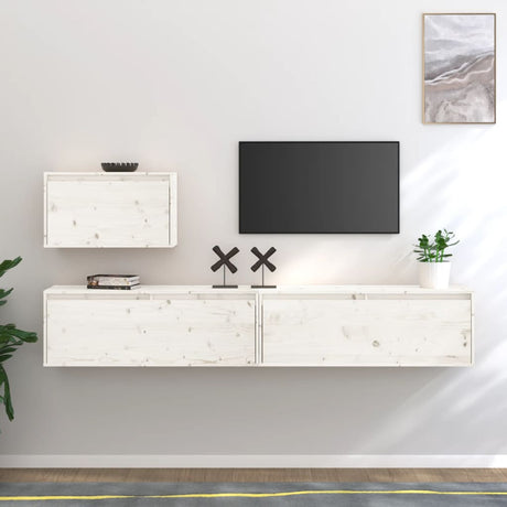 Tv Cabinets 3 Pcs Solid Wood Pine