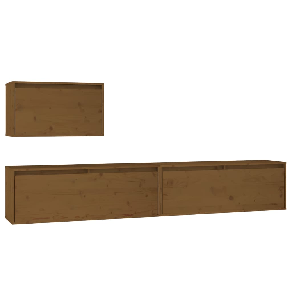 Tv Cabinets 3 Pcs Solid Wood Pine
