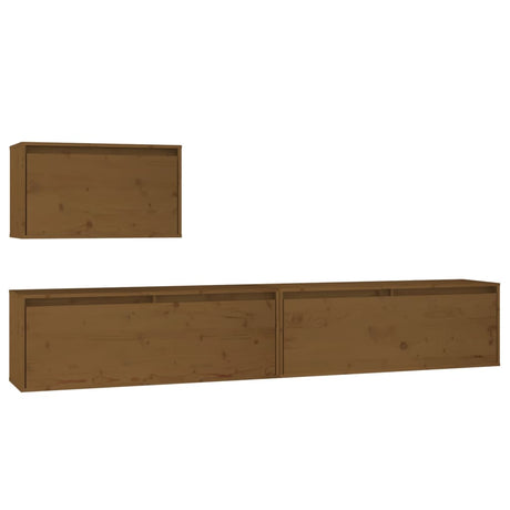 Tv Cabinets 3 Pcs Solid Wood Pine