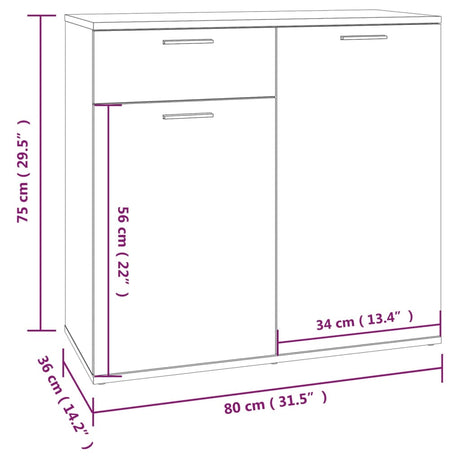 Sideboard 80X36X75 Cm Engineered Wood