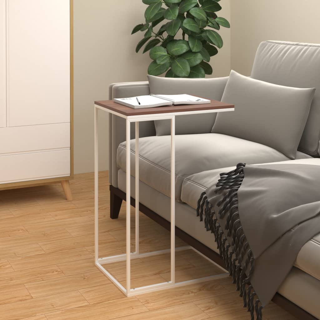 Side Table White Engineered Wood