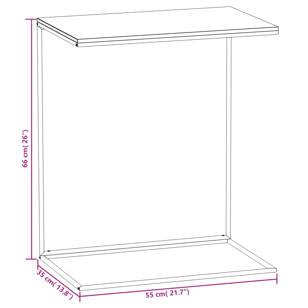 Side Table White Engineered Wood