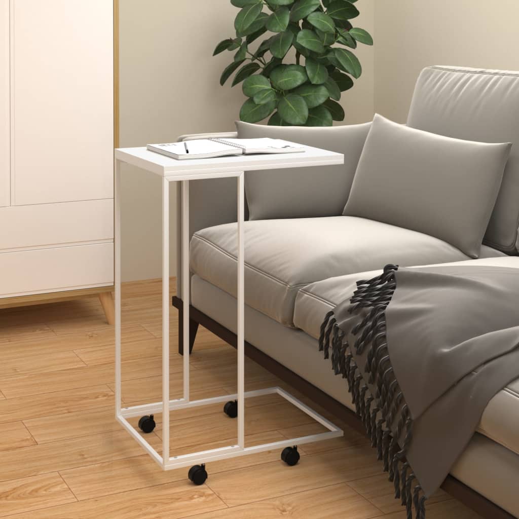 Side Table White Engineered Wood