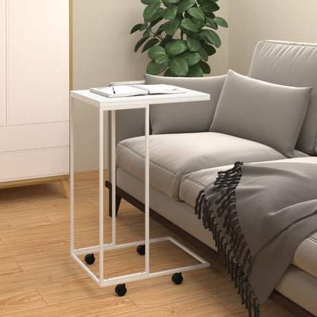 Side Table White Engineered Wood