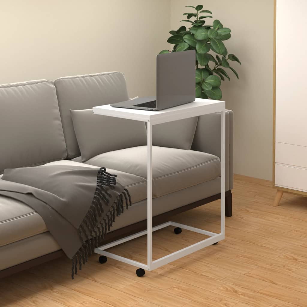 Side Table White Engineered Wood