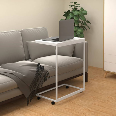 Side Table White Engineered Wood