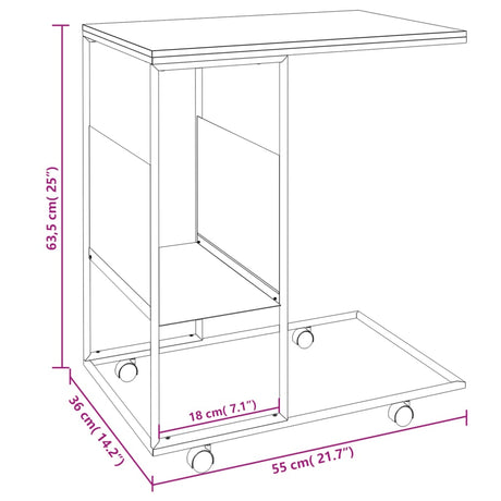 Side Table White 55X36X Engineered Wood