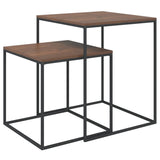 Coffee Table Set 2 Pcs Engineered Wood And Metal