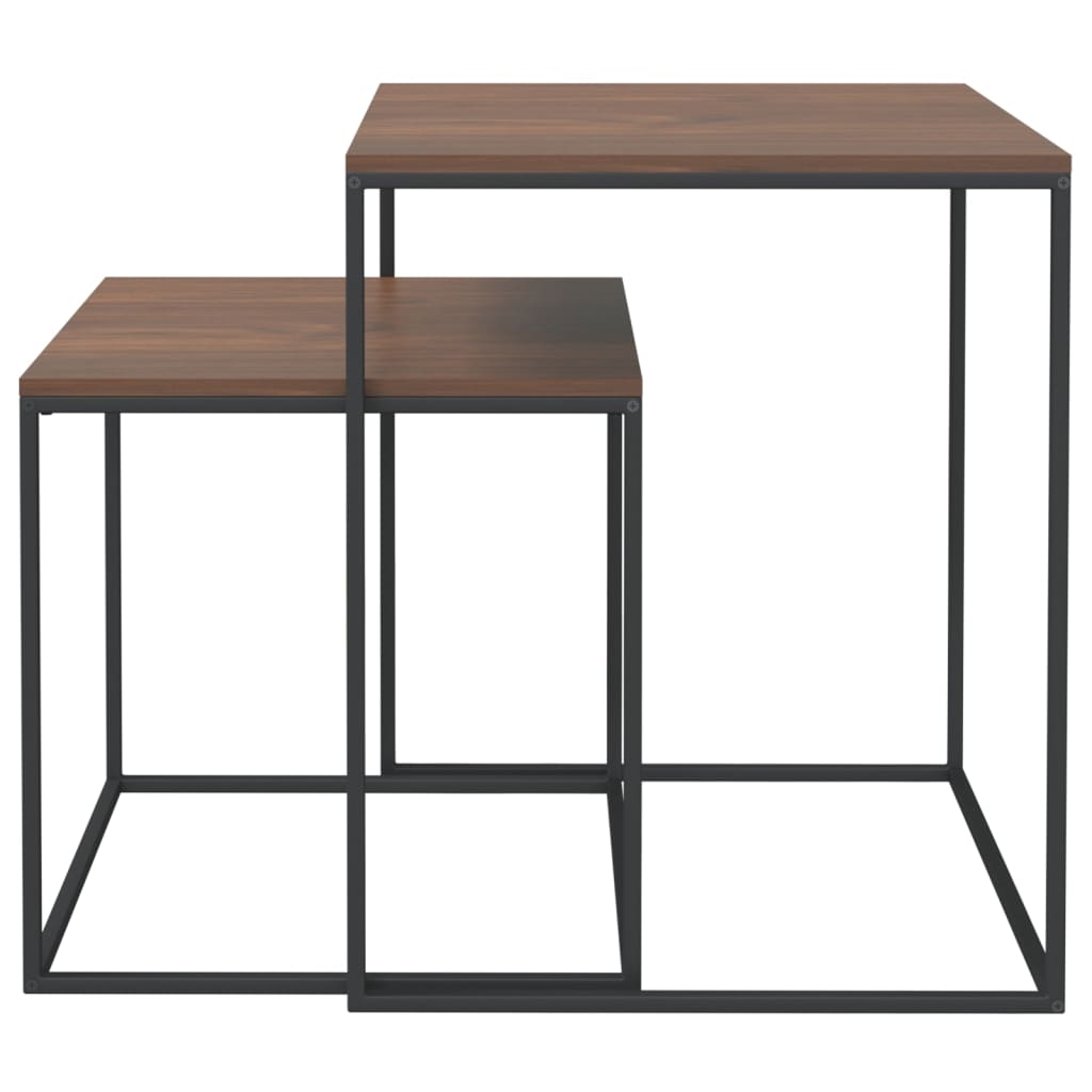 Coffee Table Set 2 Pcs Engineered Wood And Metal
