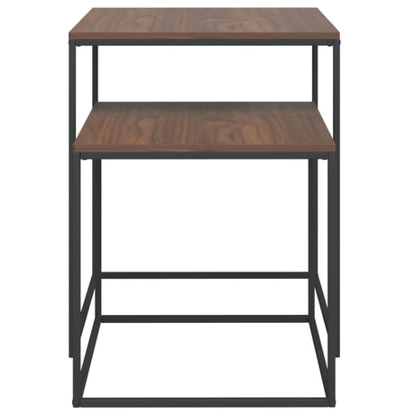 Coffee Table Set 2 Pcs Engineered Wood And Metal